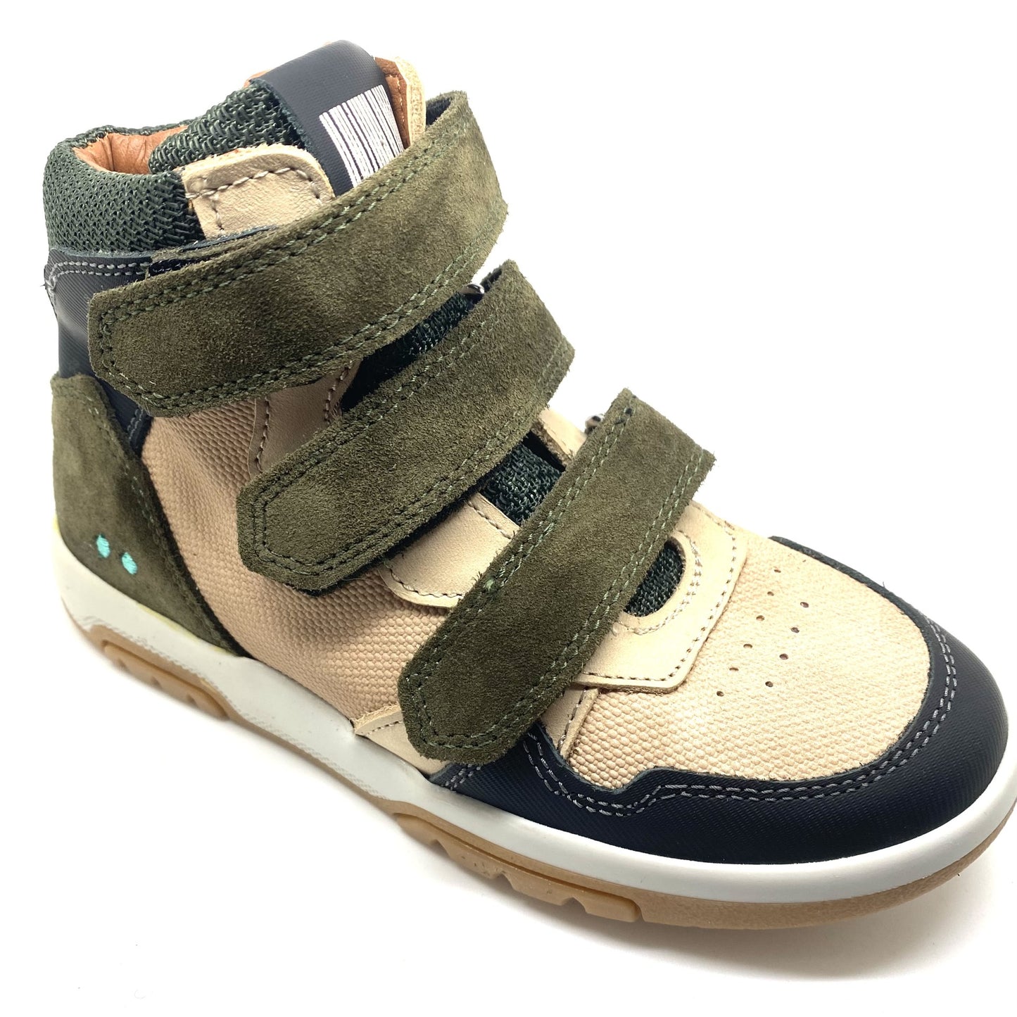 Bunnies kaki hoge sneaker met 3 velcro's