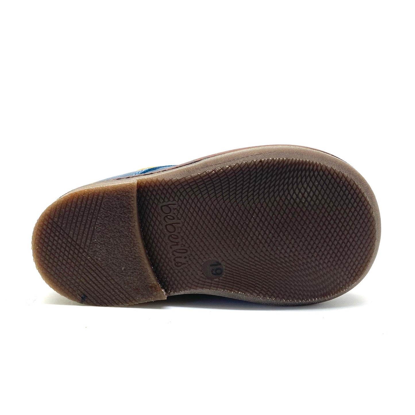 Beberlis veterschoen blauw met gele boord