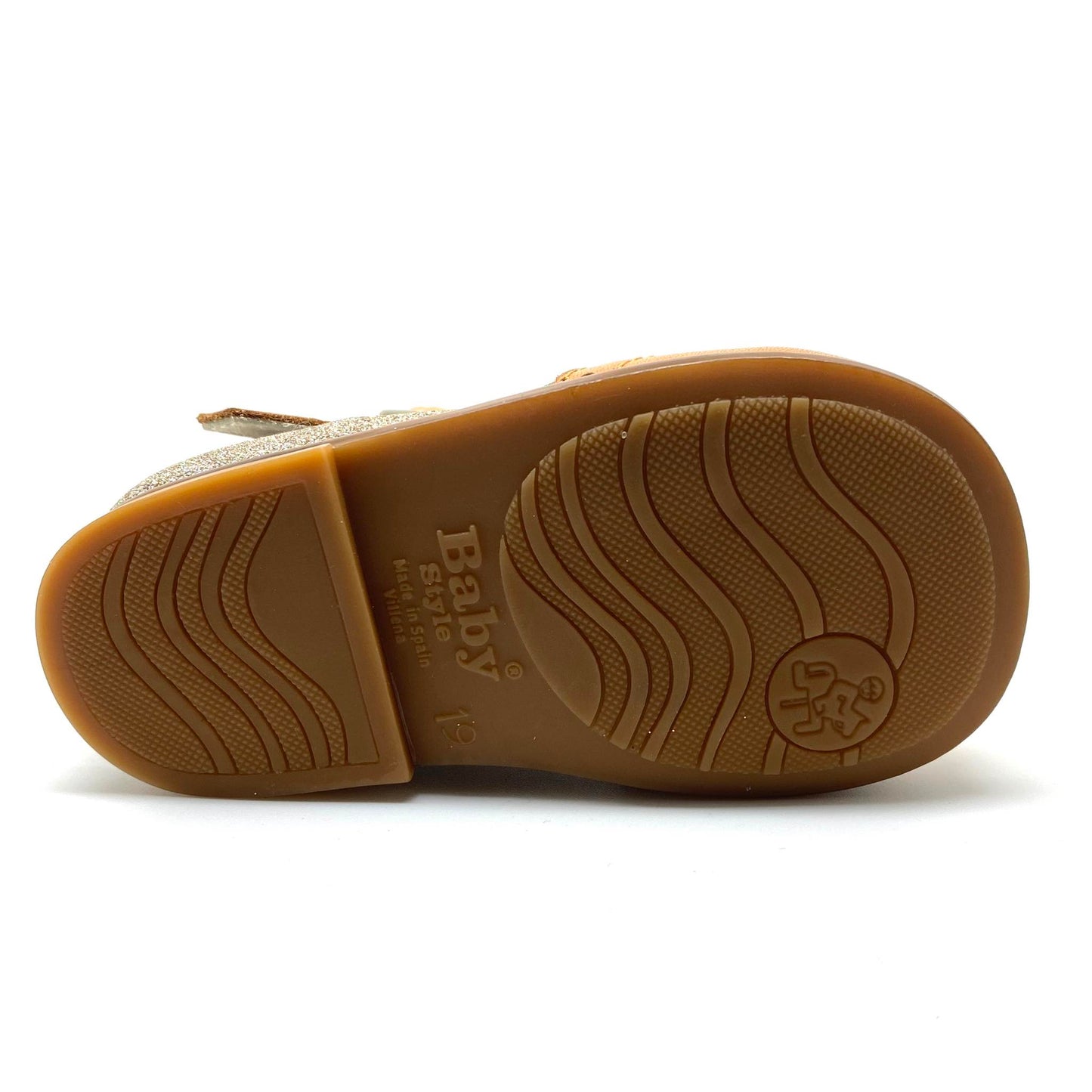 Beberlis schoentje cognac met gespen glitter