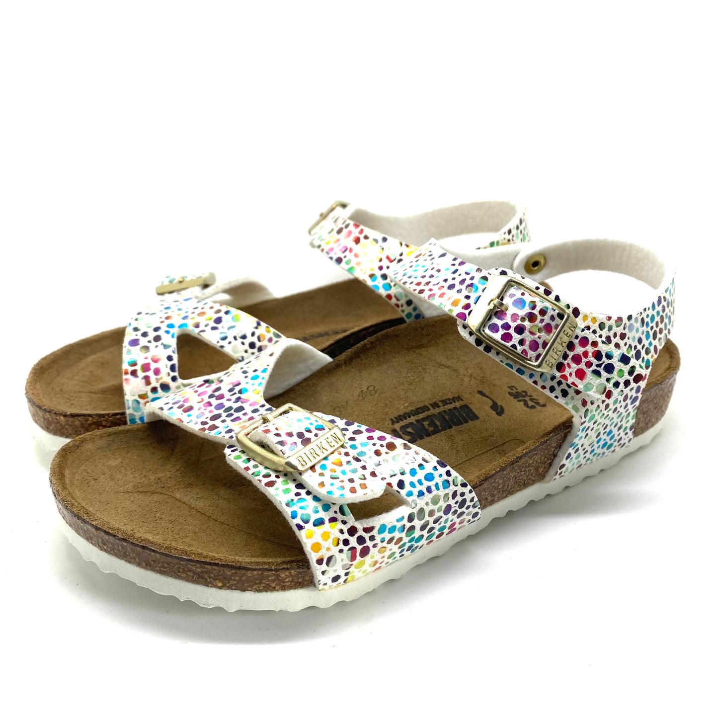 Birkenstock model Rio wit met bolletjes