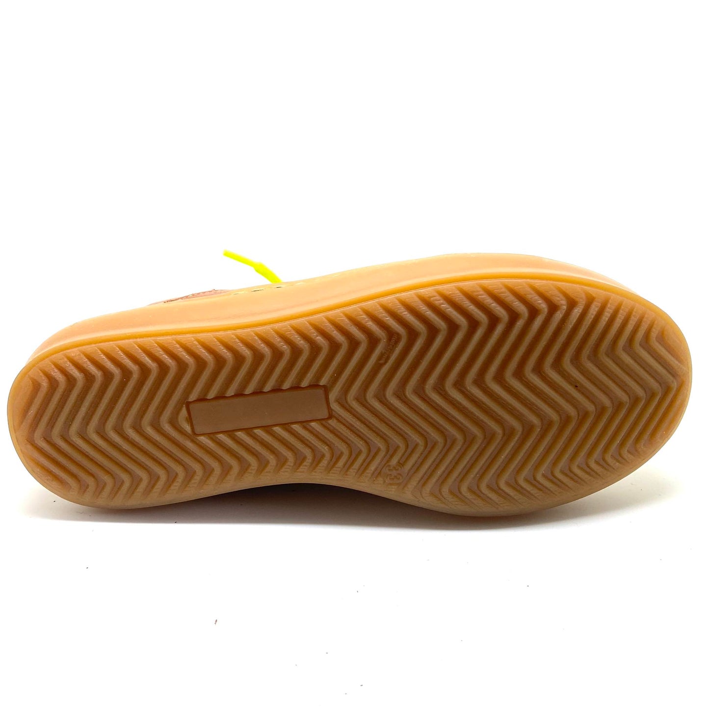 JFF sneaker cognac fluo gele veter met rits