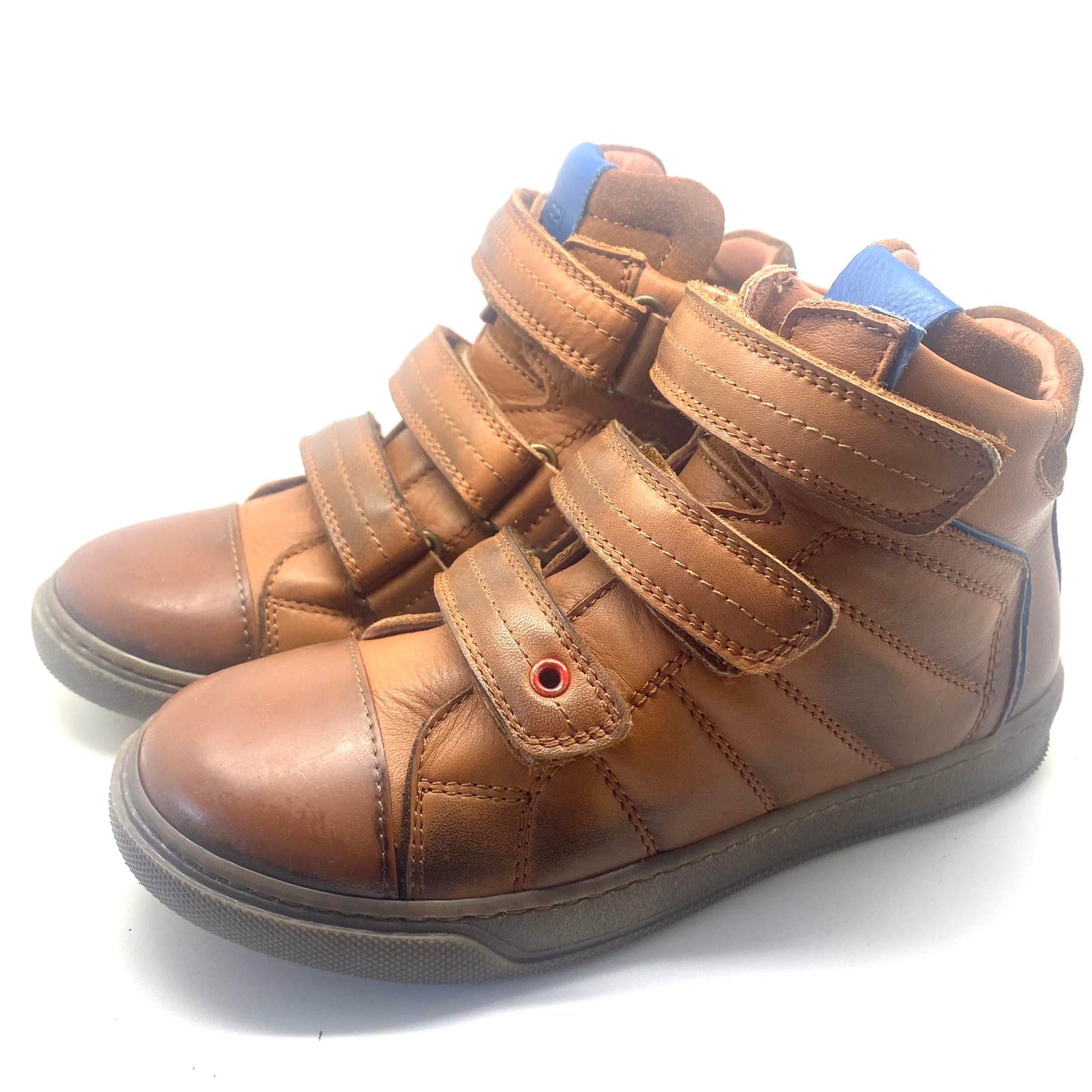 Lepi sneaker met 3 velcro's cognac