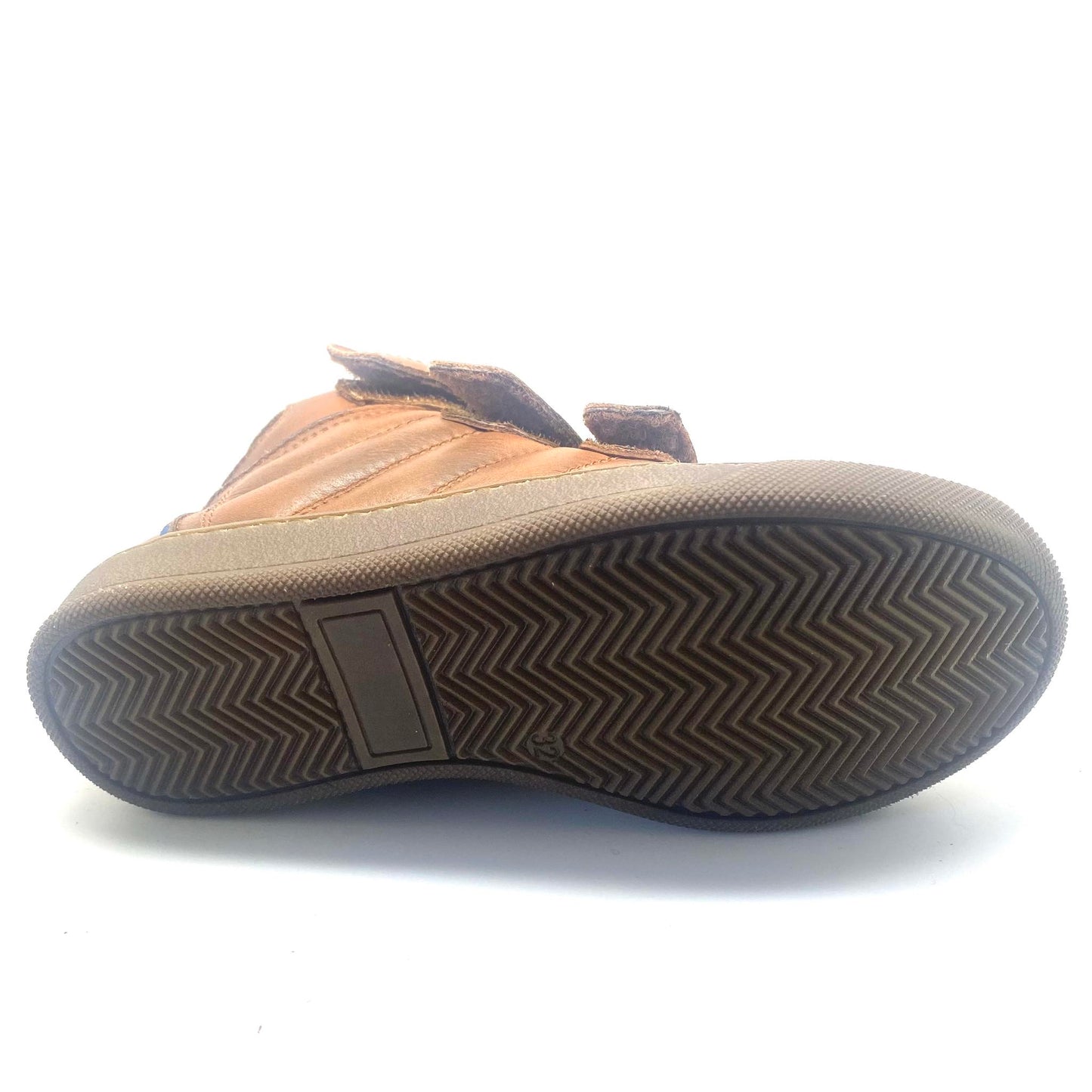 Lepi sneaker met 3 velcro's cognac