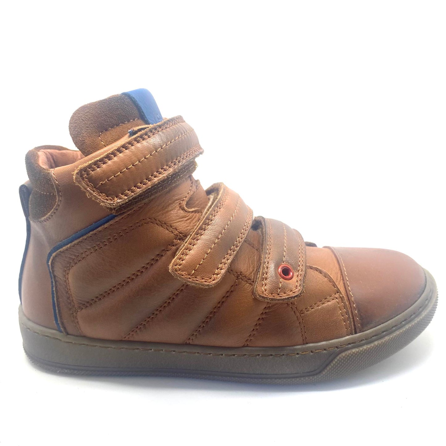 Lepi sneaker met 3 velcro's cognac