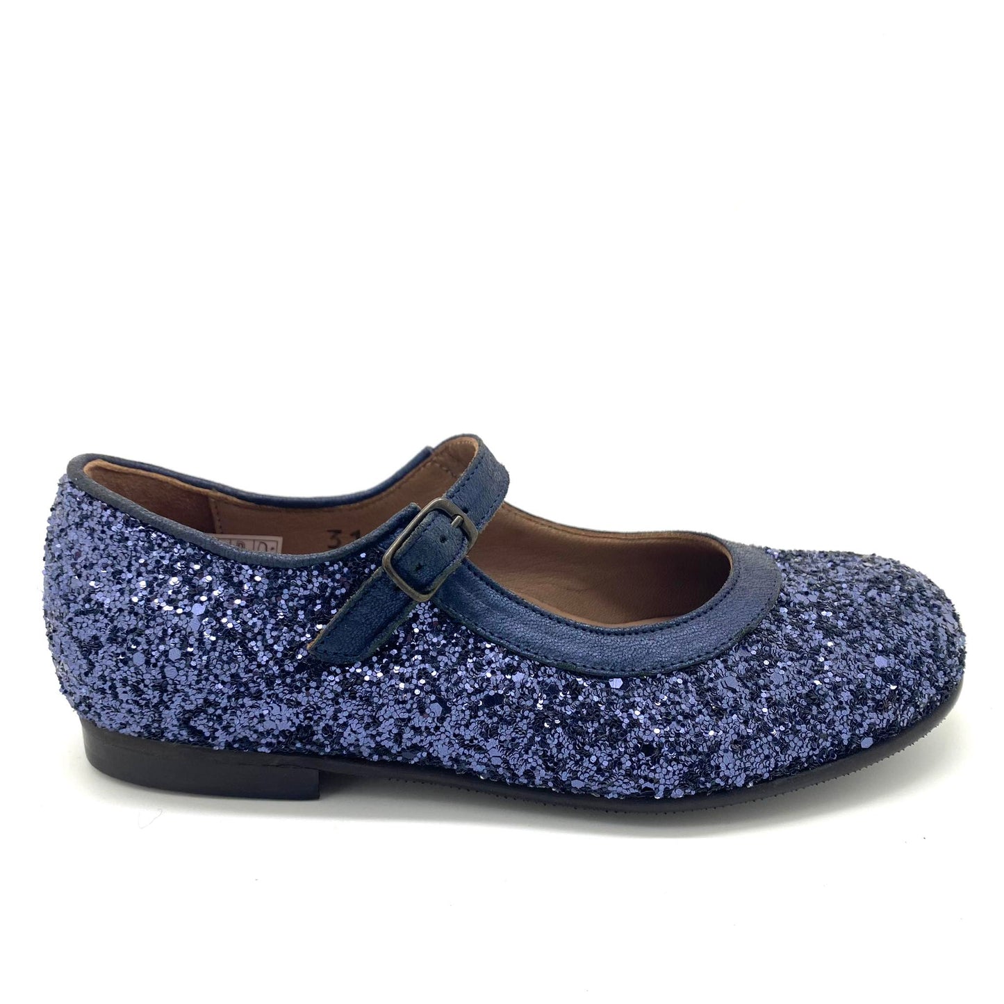 Pépé ballerina met blauwe glitter.