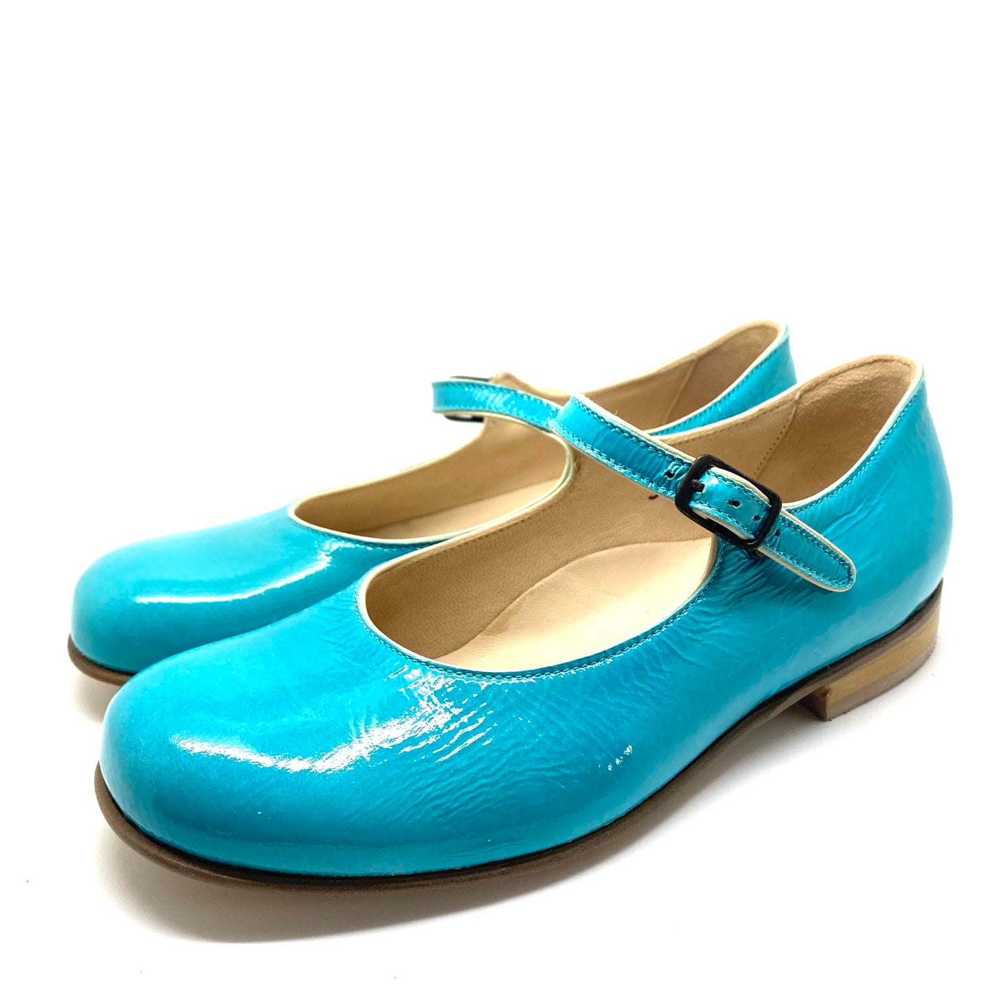 Pépé blauwe ballerina met bandje over wreef.