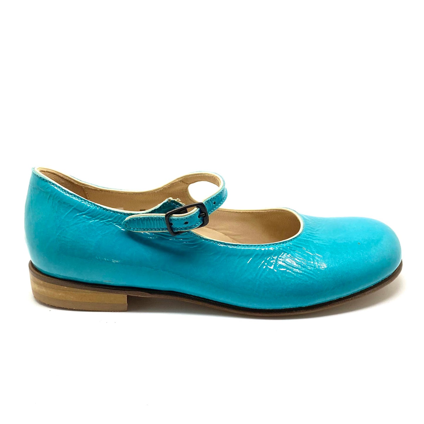 Pépé blauwe ballerina met bandje over wreef.
