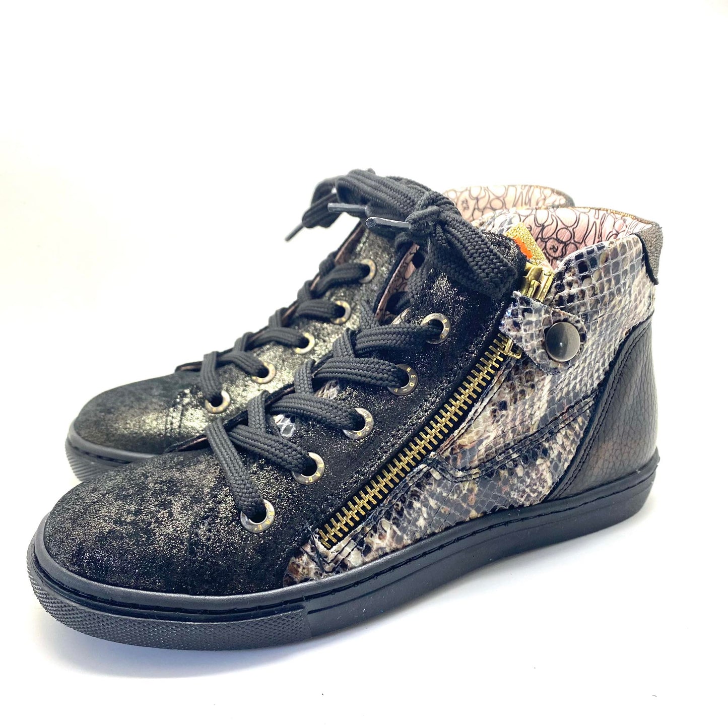 Red Rag sneaker met leopard printen en 2 ritsen