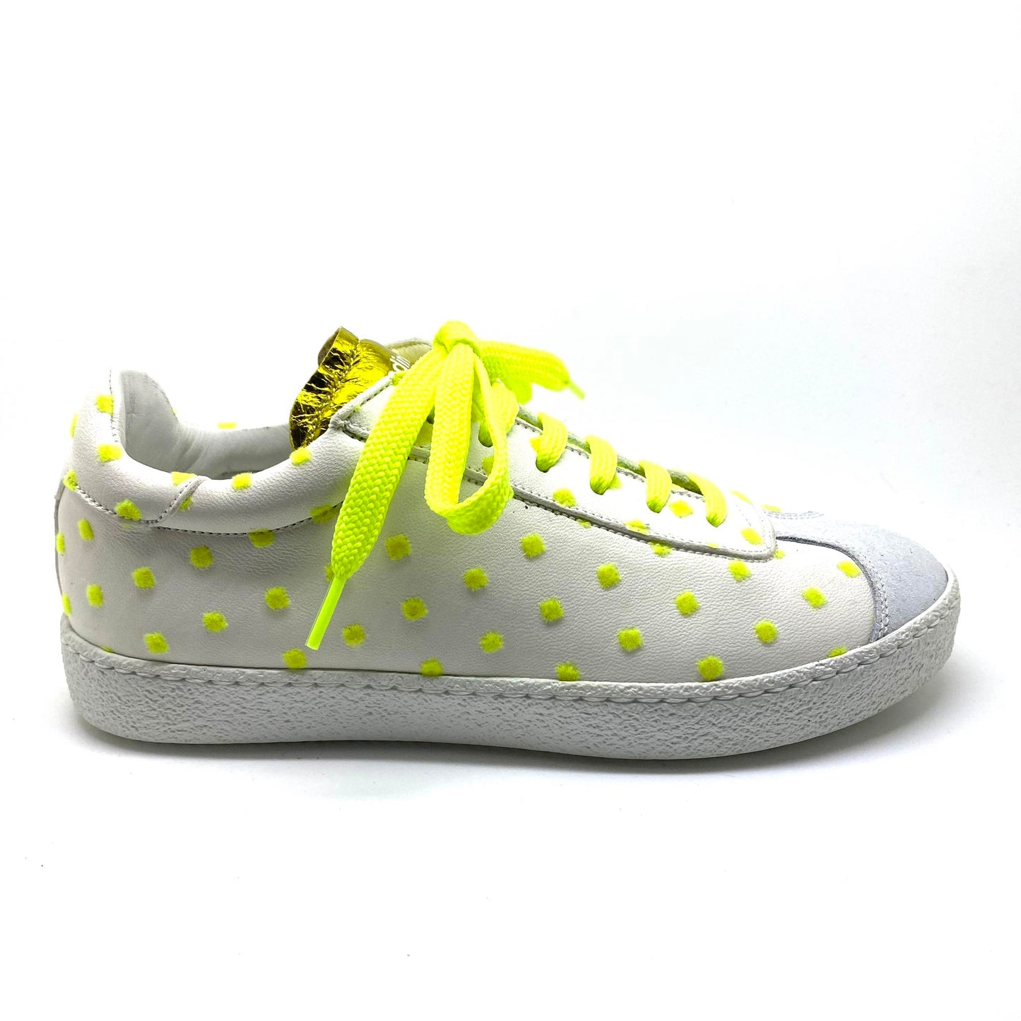 Rondinella sneaker wit met gele bolletjes