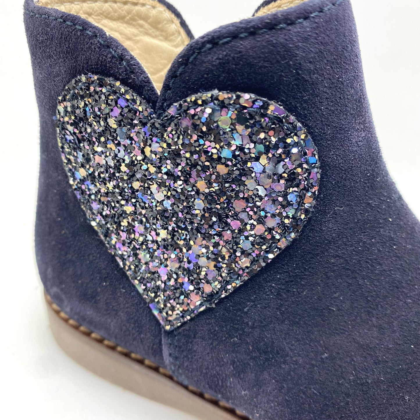 Beberlis lage laars blauw met glitter hart