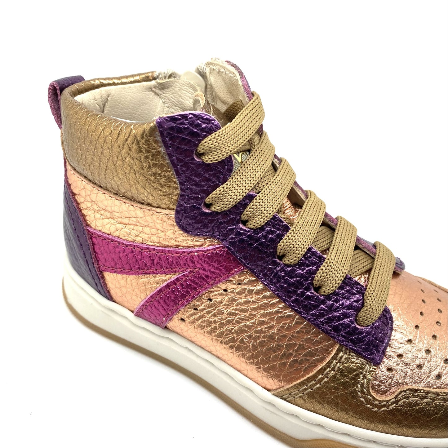 Beberlis sneaker roos paars en goud