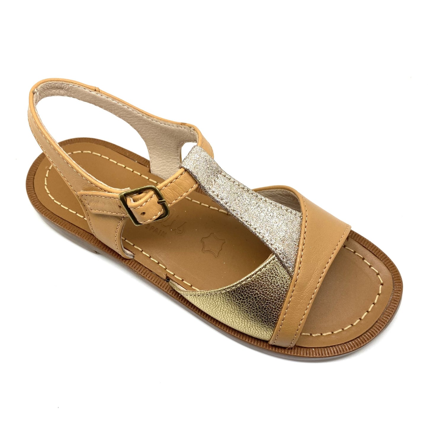 Beberlis sandaal t-model beige goud