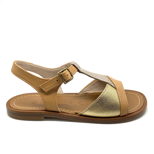 Beberlis sandaal t-model beige goud