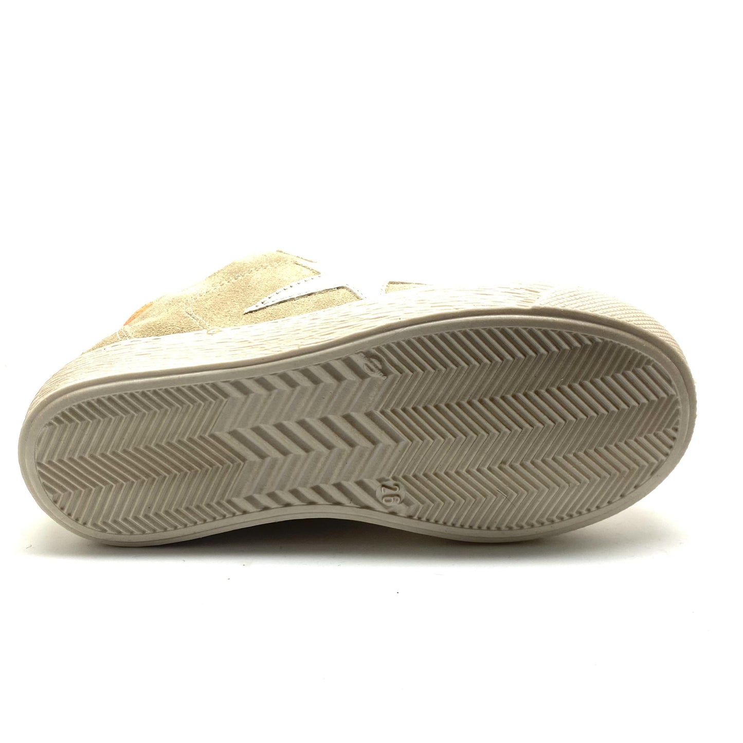 Stones and Bones GREEN lage sneaker beige met oranje veters