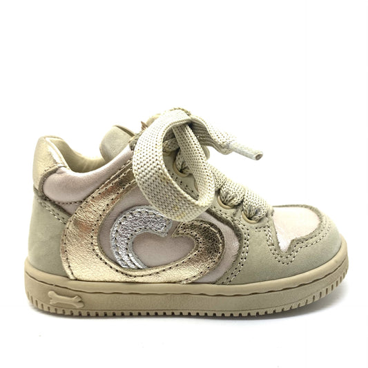 Stones and Bones beige sneakertje met veter en rits.