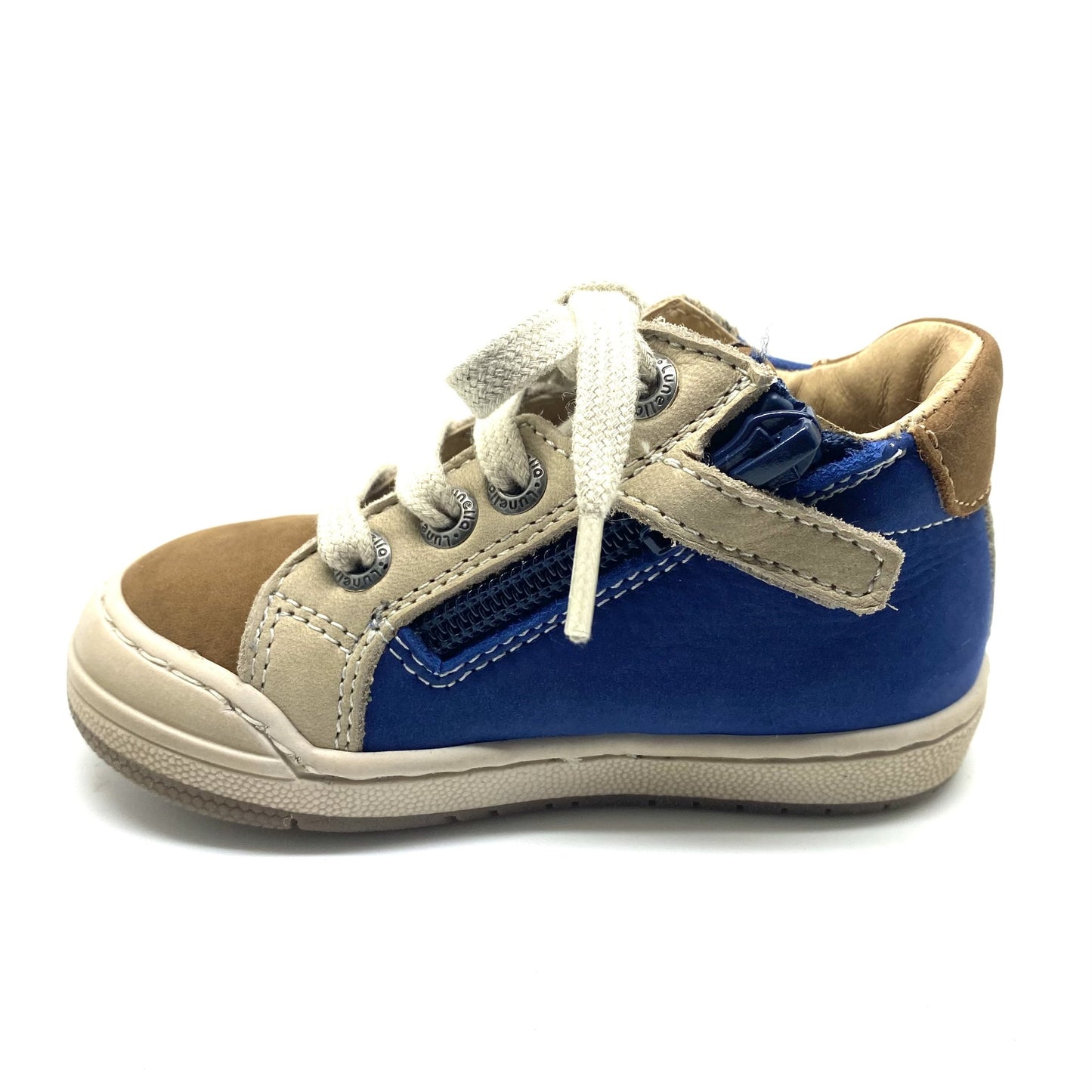 Lunella sneaker blauw en cognac