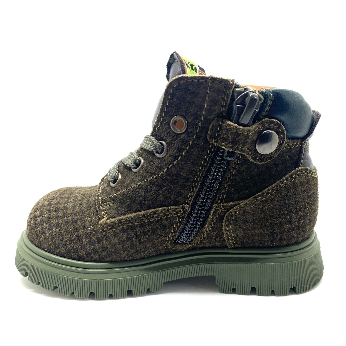 Rondinella bottine bruin met groene zool
