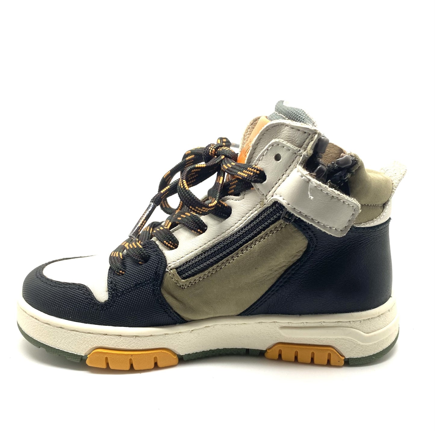 Clic hoge sneaker wit blauw en oranje