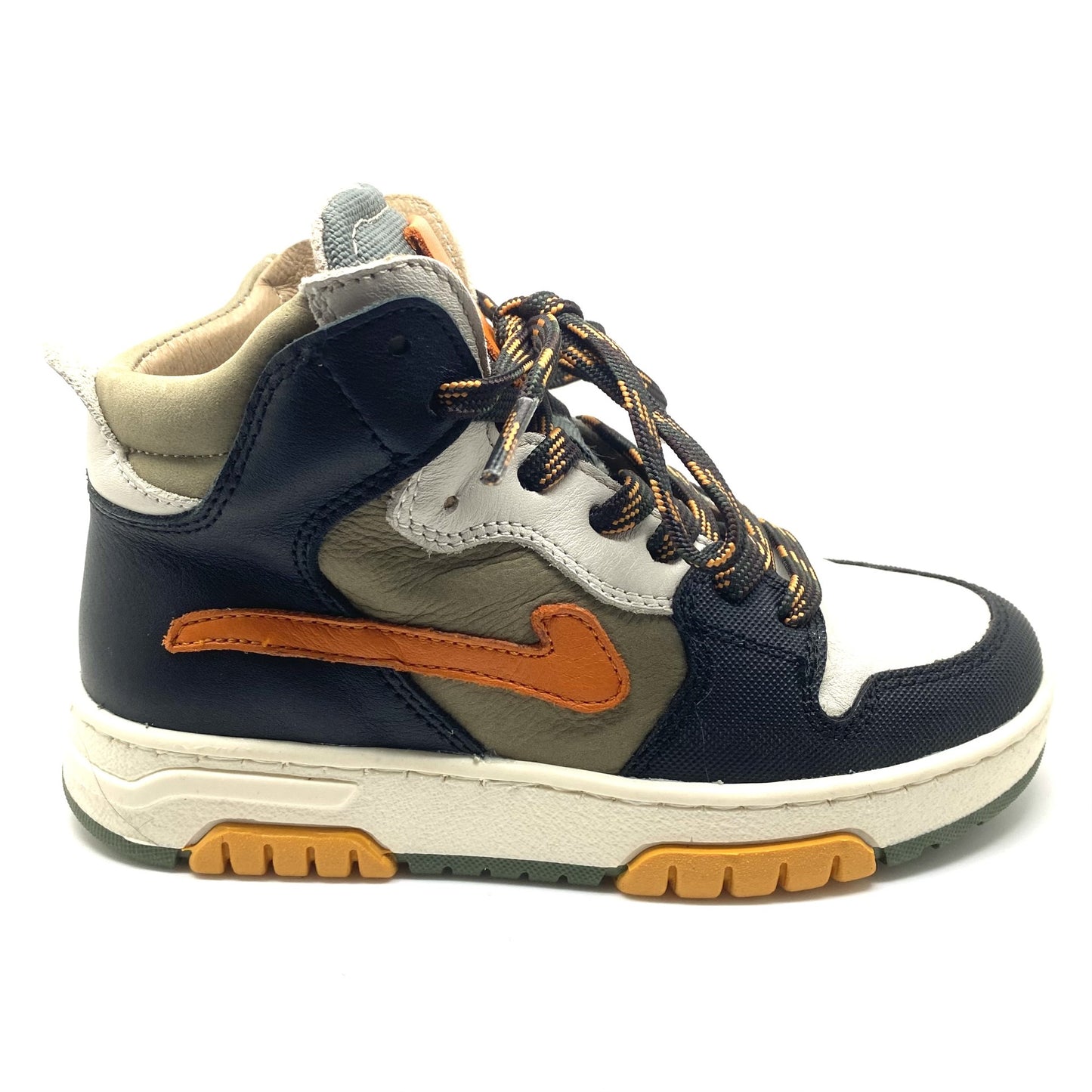 Clic hoge sneaker wit blauw en oranje