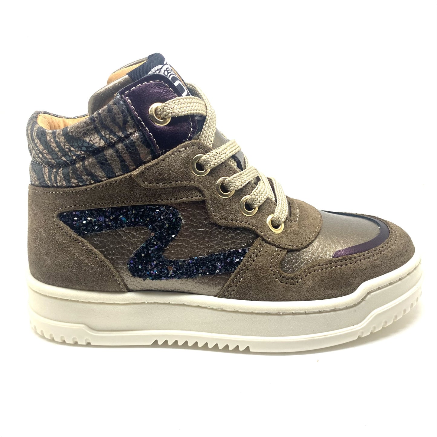 Develab sneaker beige met glitter zwart