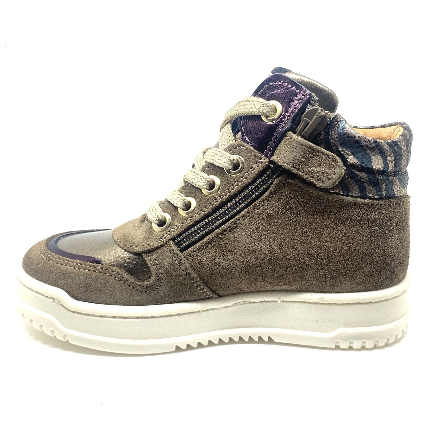Develab sneaker beige met glitter zwart