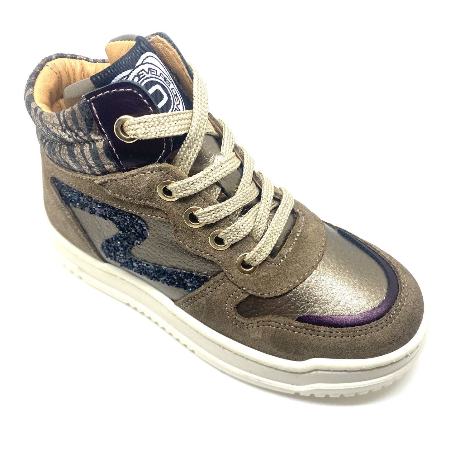 Develab sneaker beige met glitter zwart