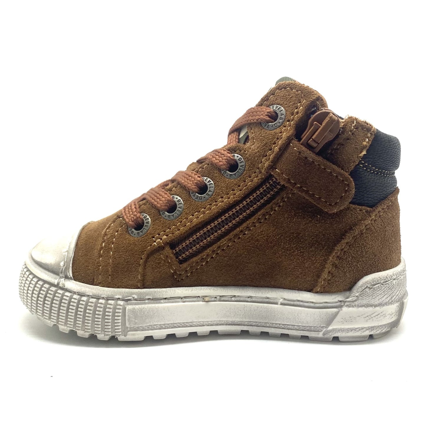 Develab bruine schoen met witte rubberen tip