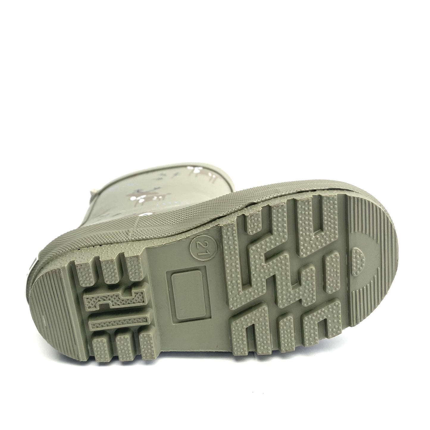 Fresk rubberen laars kaki met print.