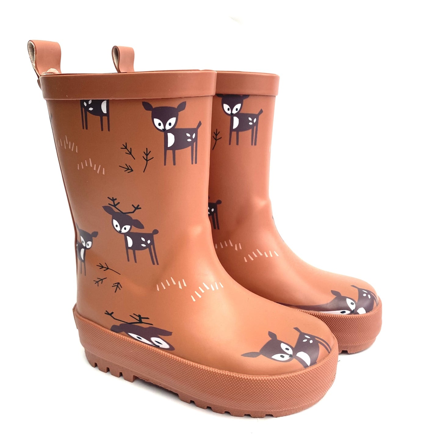 Fresk rubberen laars bruin met print.