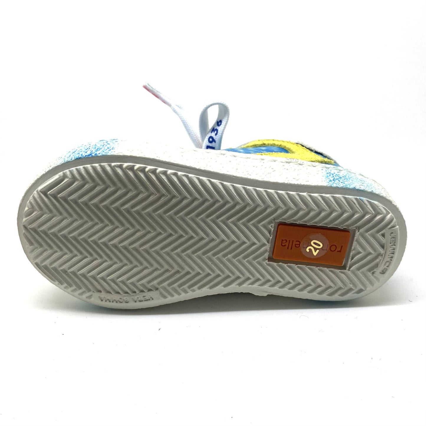 Rondinella sneaker blauw met geel accent