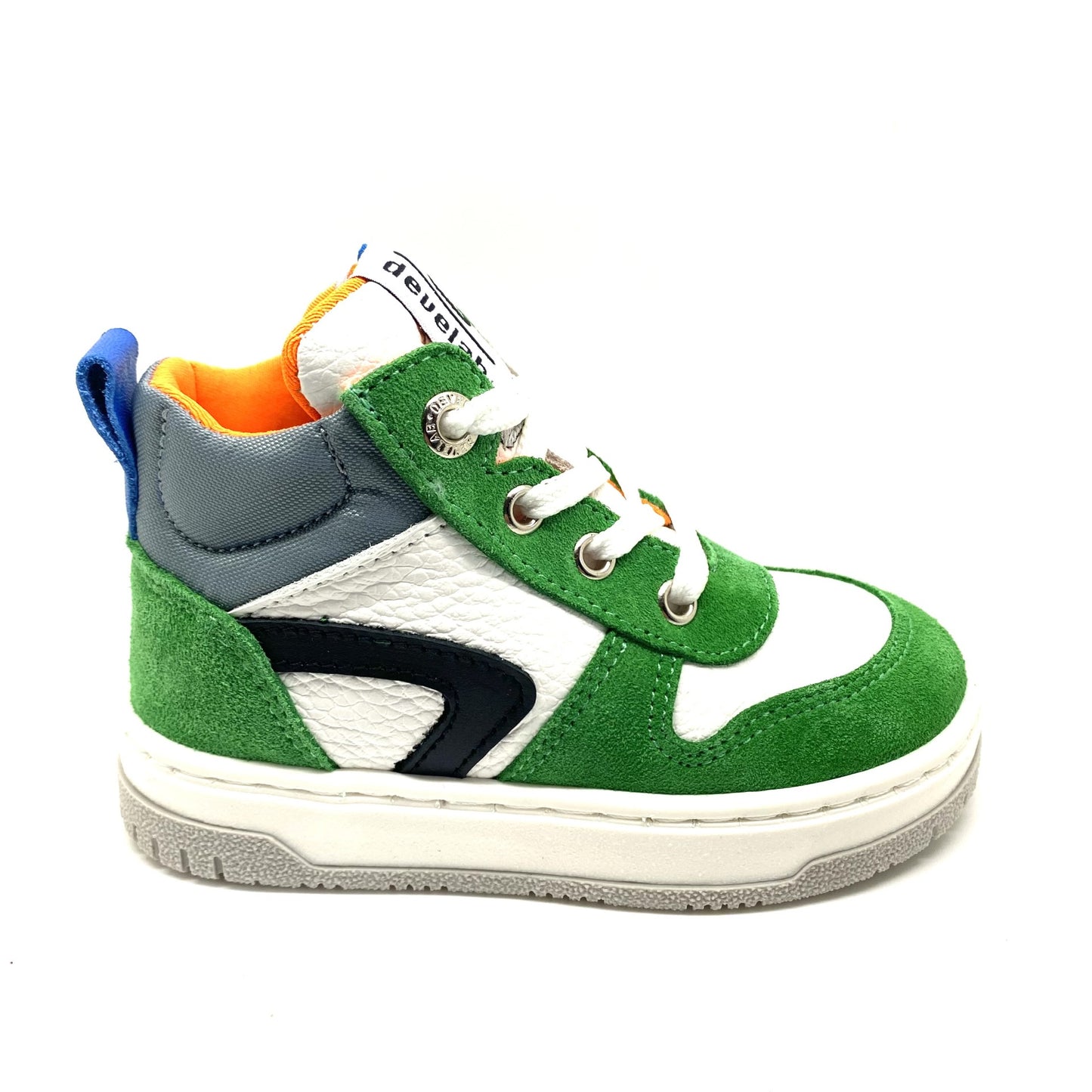 Develab hoge groene sneaker met veter en rits.