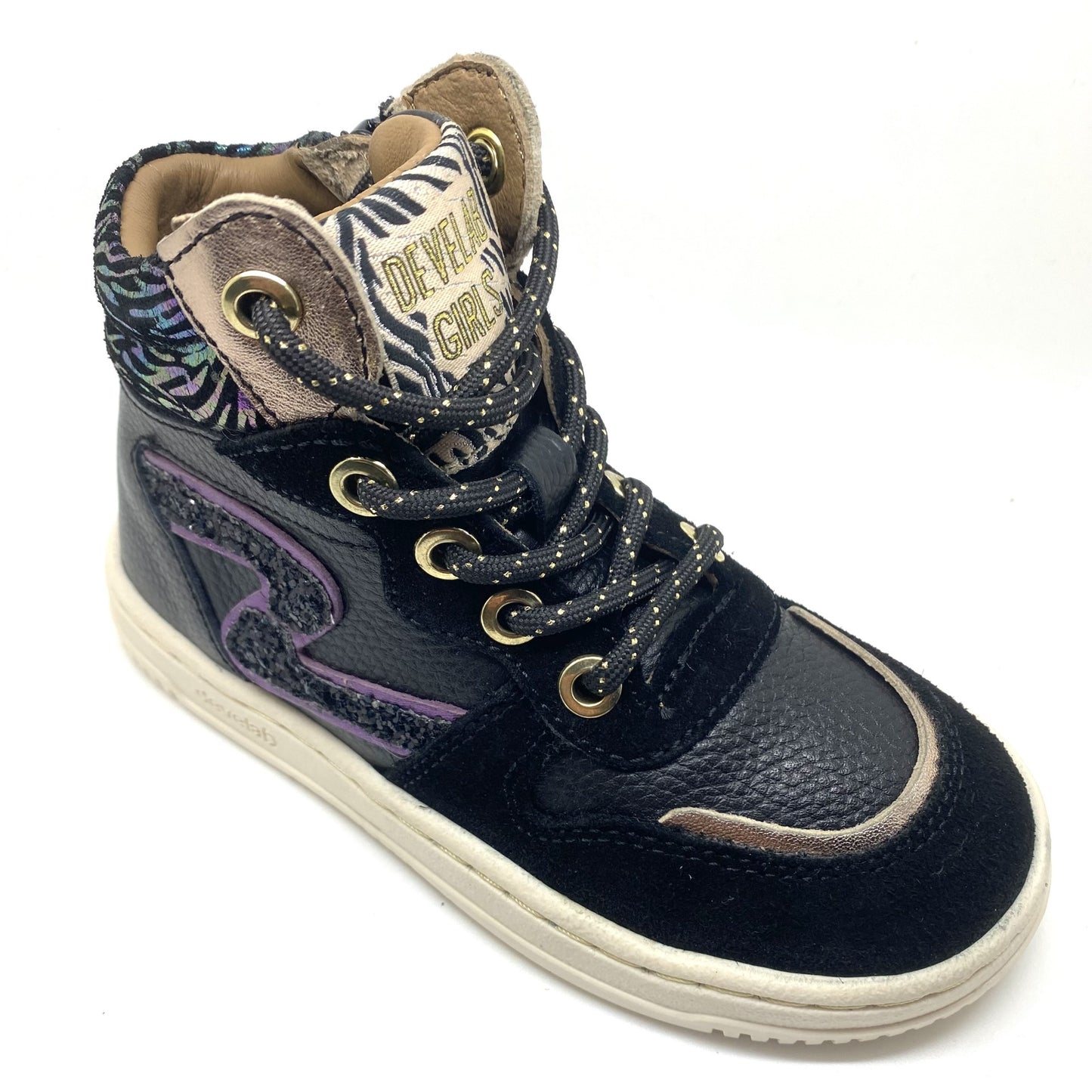 Develab hoge sneaker met zwart en een paars accent
