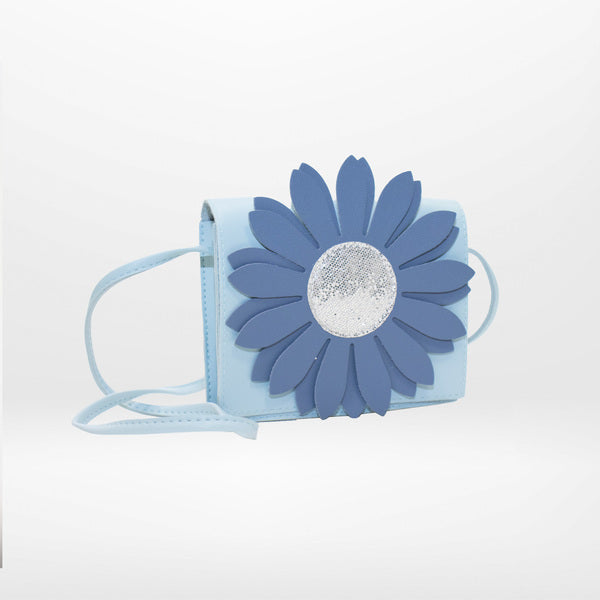 Yuko.B handtasje blauw met bloem.