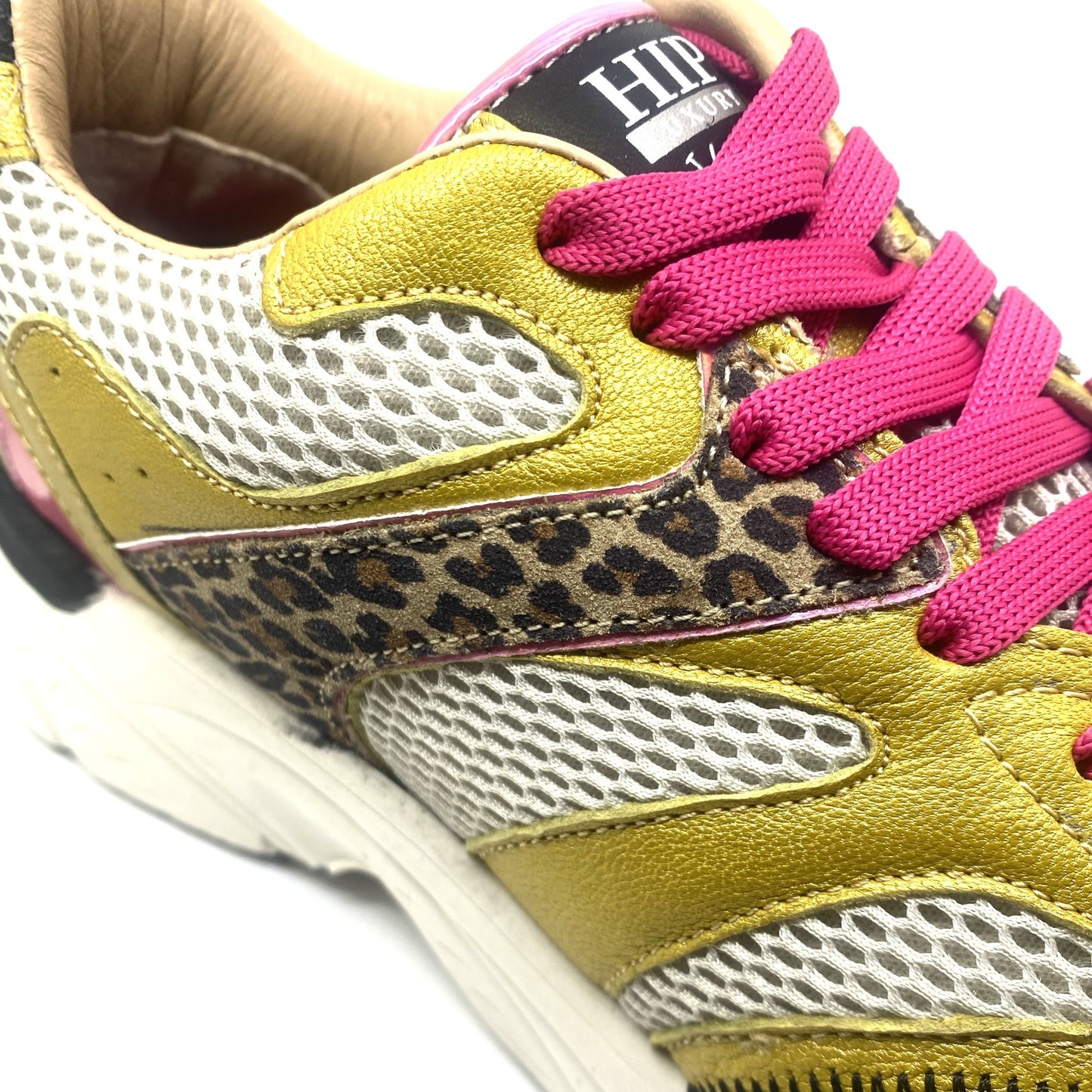 Hip runner goud met roze veters