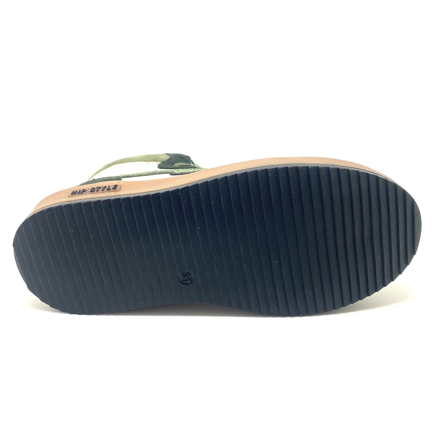 Hip hoge sneaker met groen en beige
