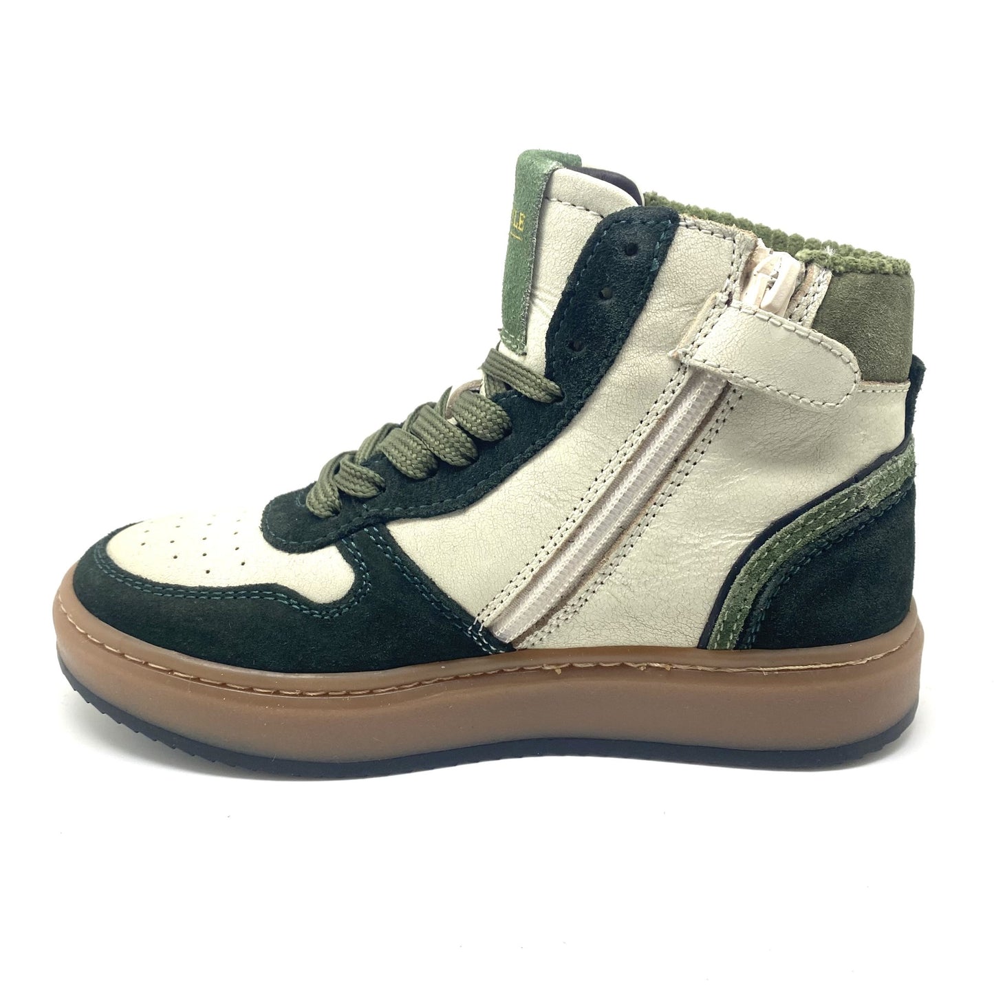 Hip hoge sneaker met groen en beige