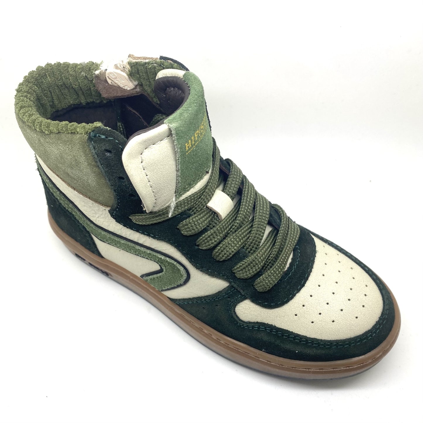 Hip hoge sneaker met groen en beige