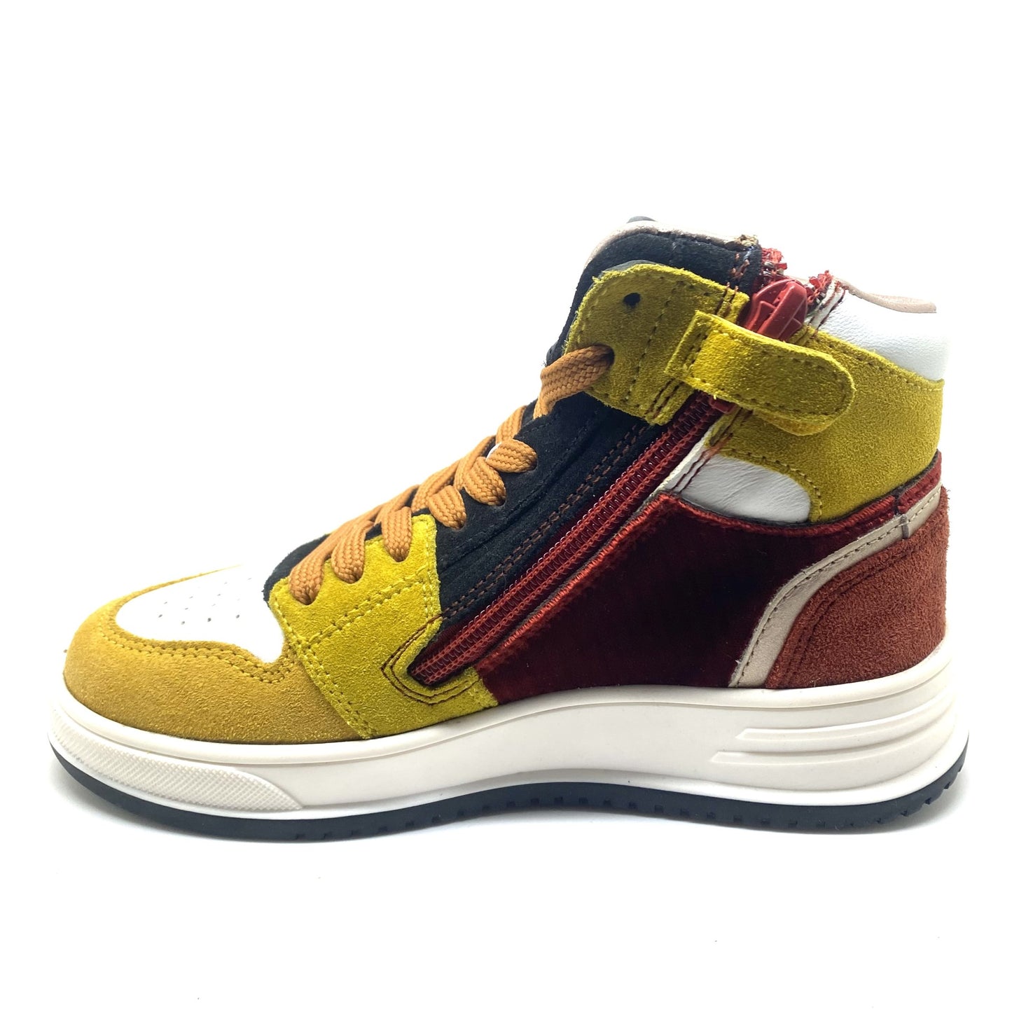 Hip hoge sneaker bordeaux oker en zwart