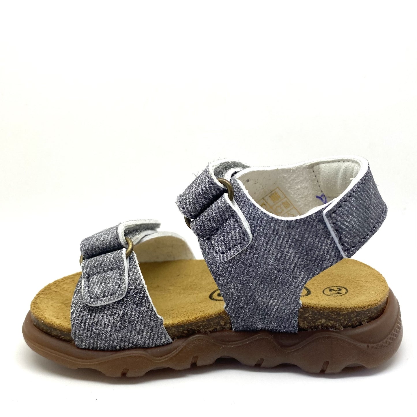 Develab sandaal jeans kleur met 2 velcro
