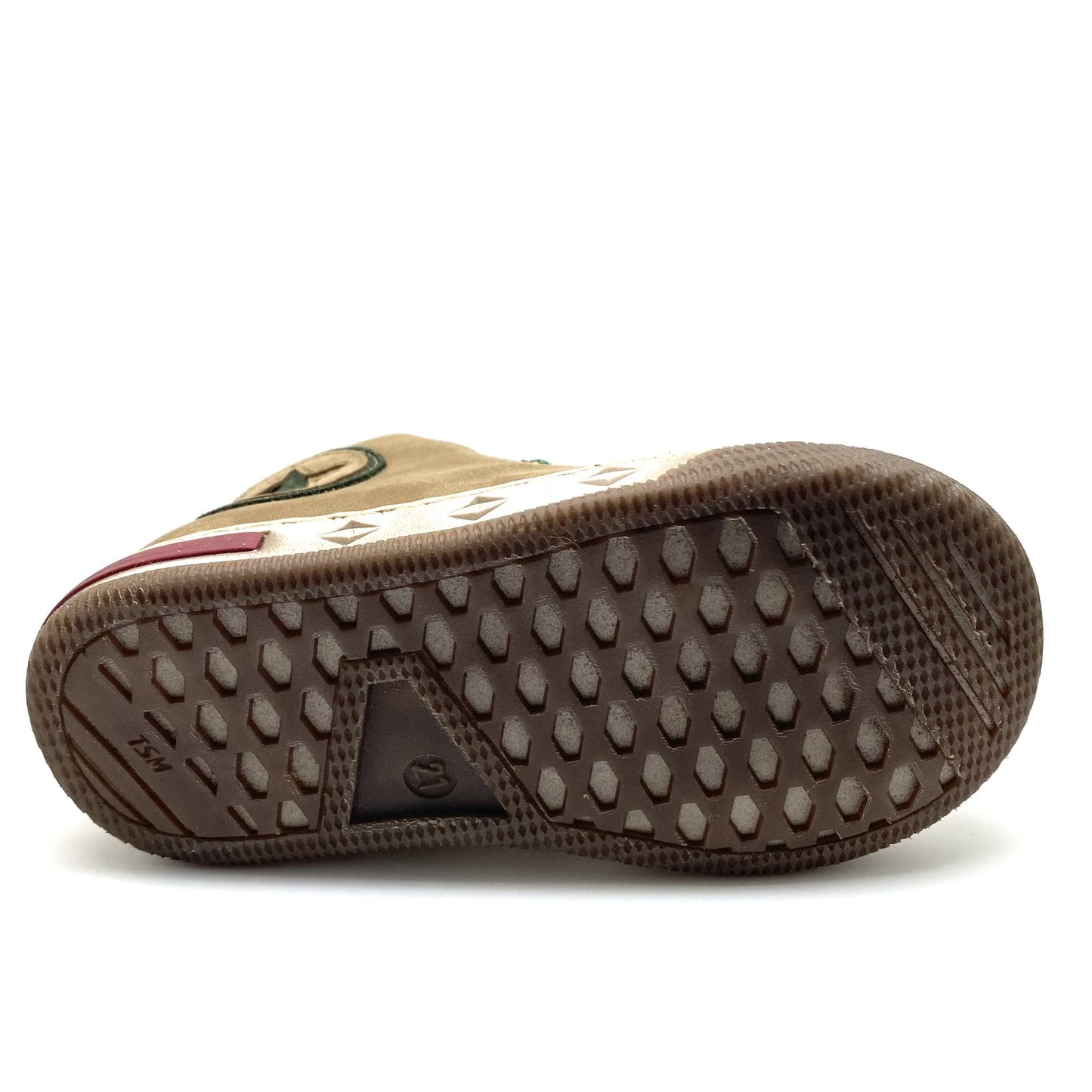 Zecchino D'oro bruine sneaker met groene veter en ster