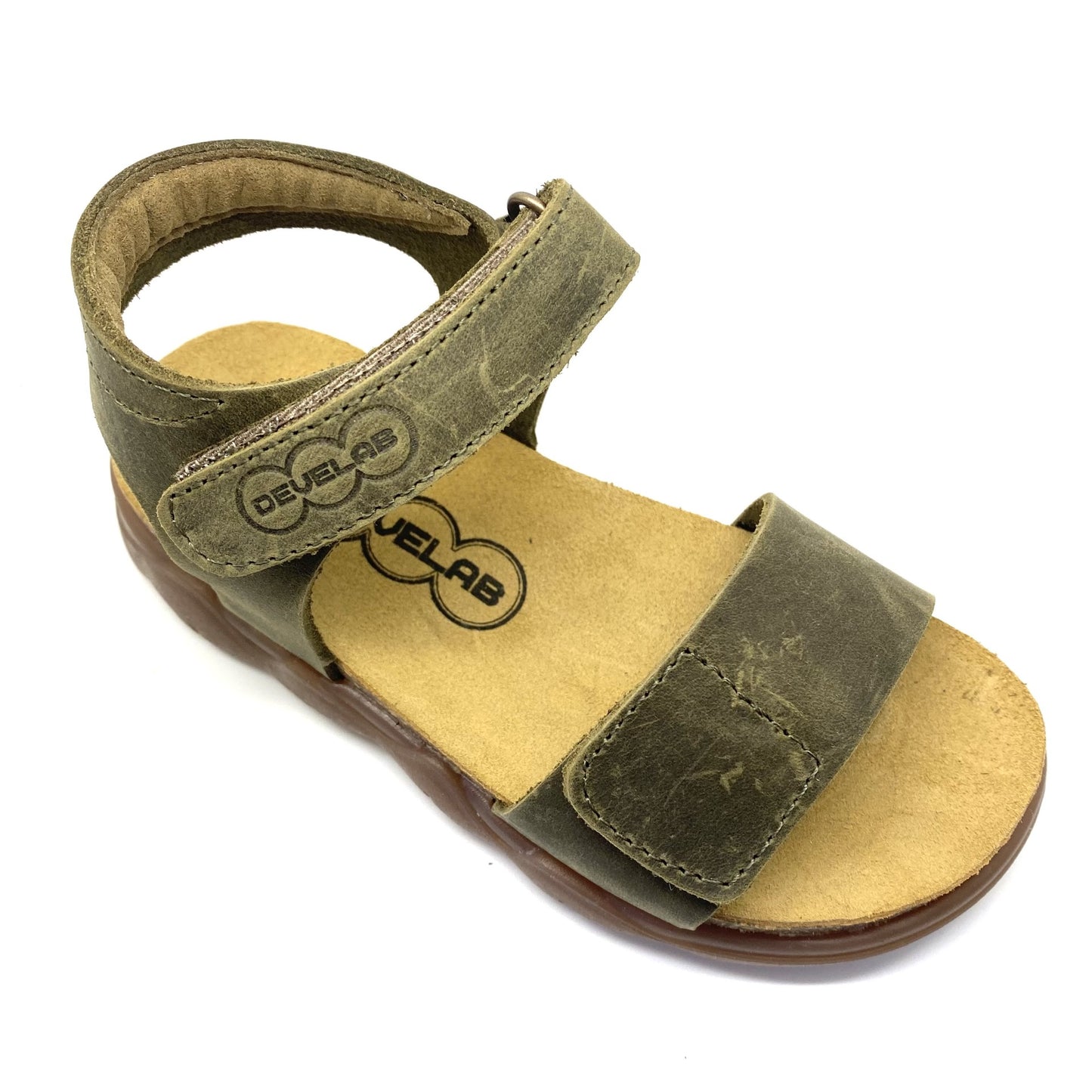 Develab sandaal kaki met 2 velcro's en dikke flexibele zool