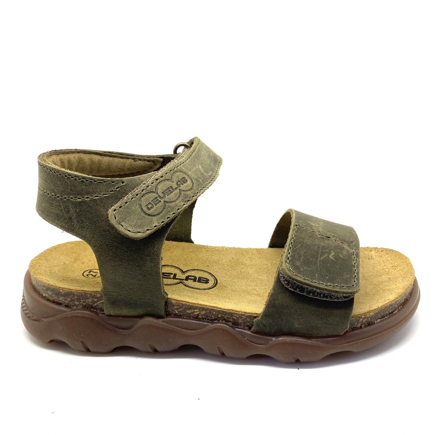 Develab sandaal kaki met 2 velcro's en dikke flexibele zool