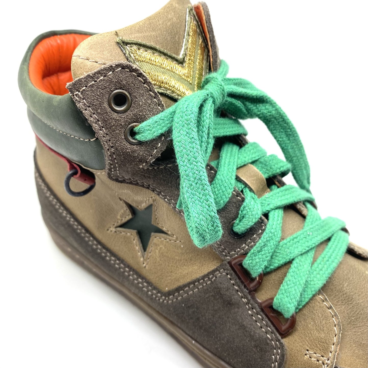 Lepi hoge sneaker met groene veters