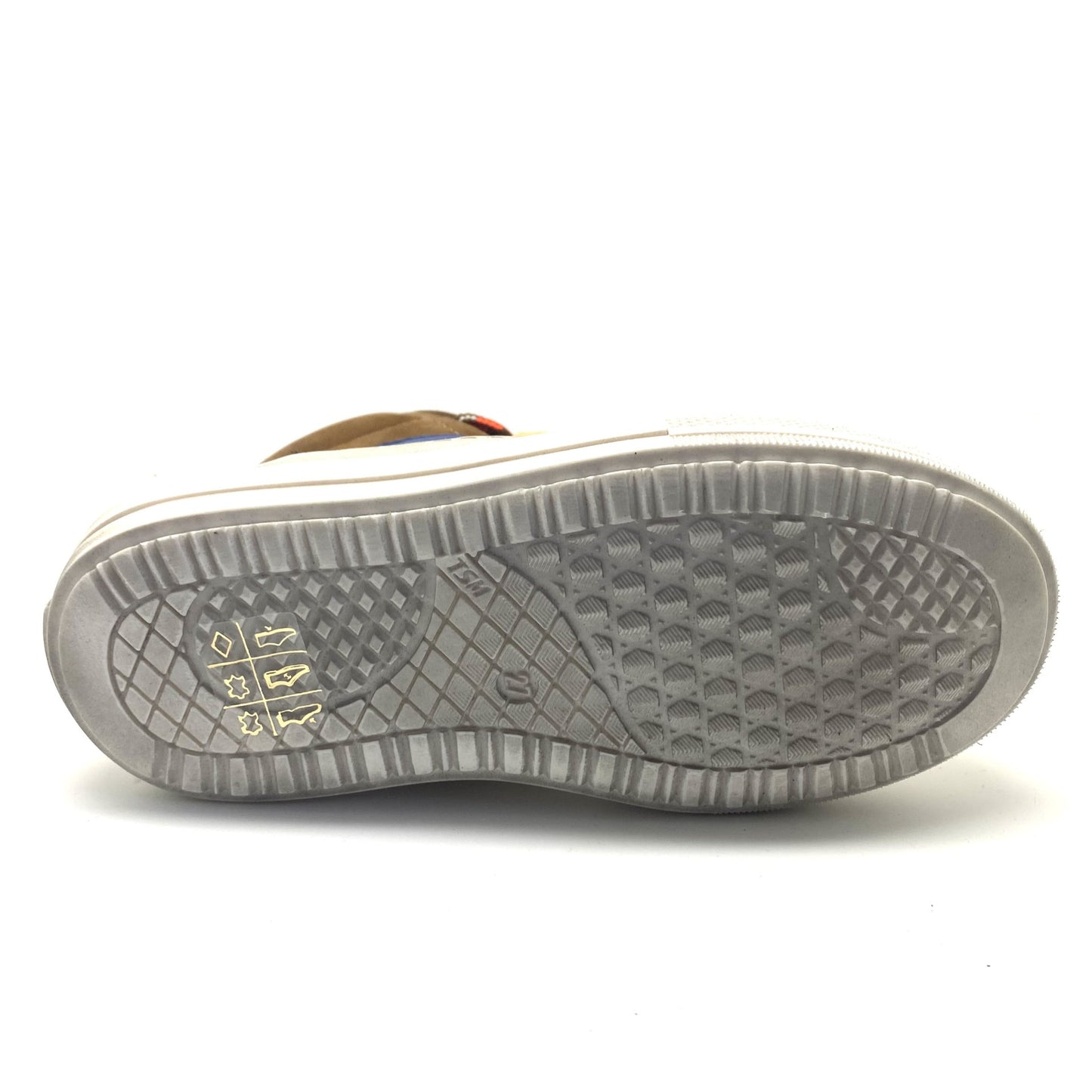 Lunella hoge sneaker cognac blauw fluo oranje en rubberen tip