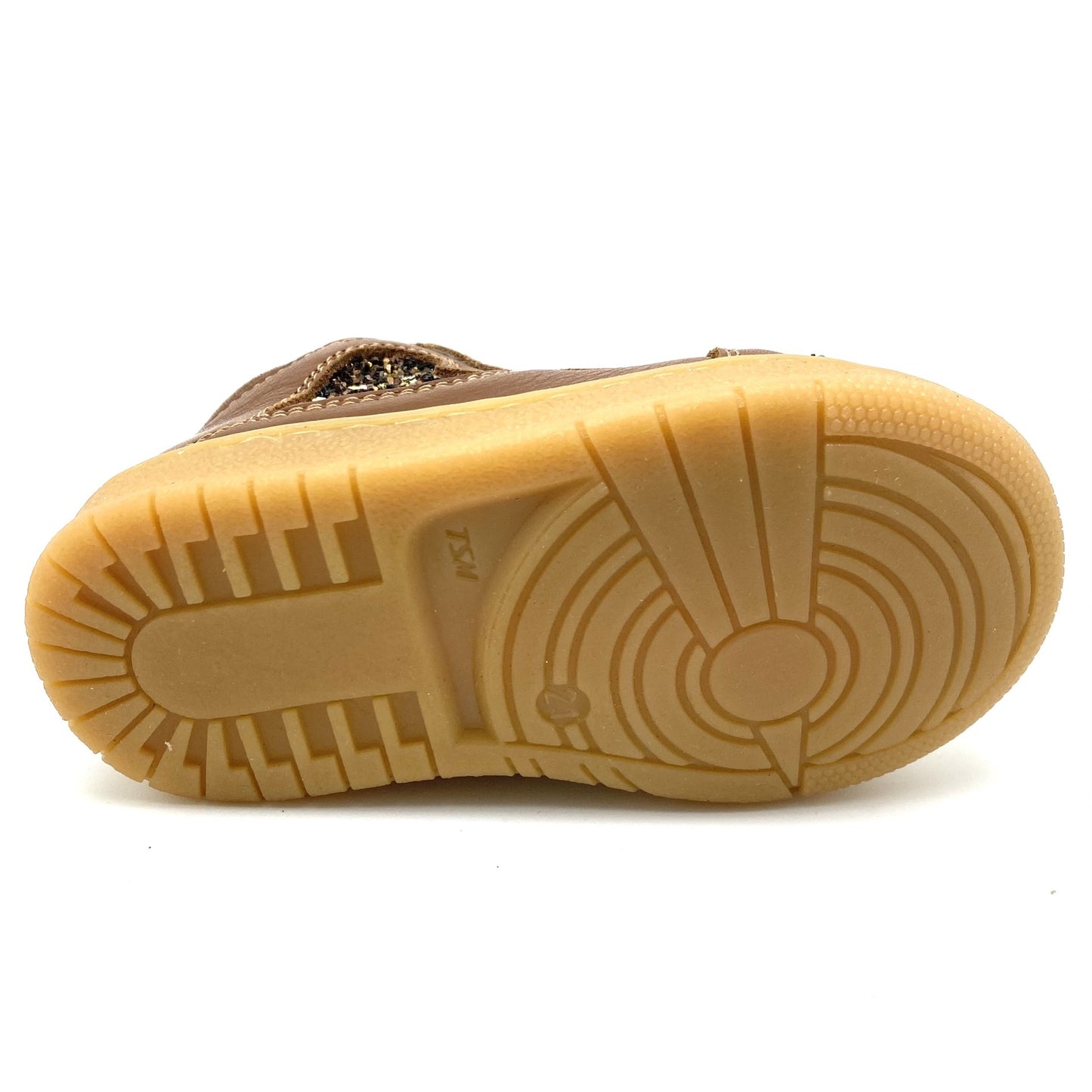 Lunella cognac schoen met glitter hart
