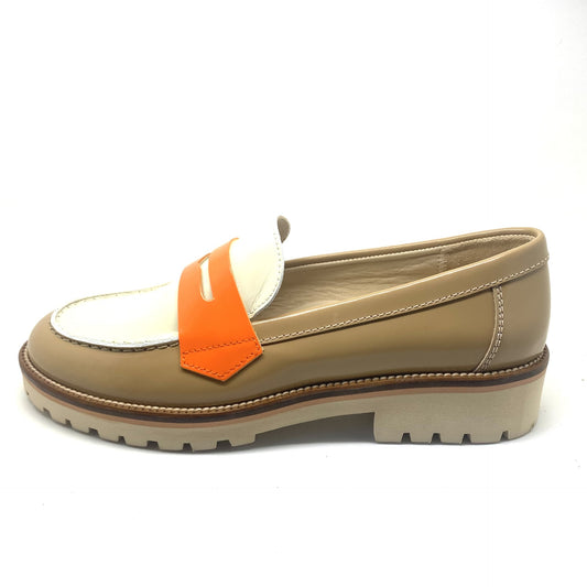 Beberlis moccasin beige en oranje.