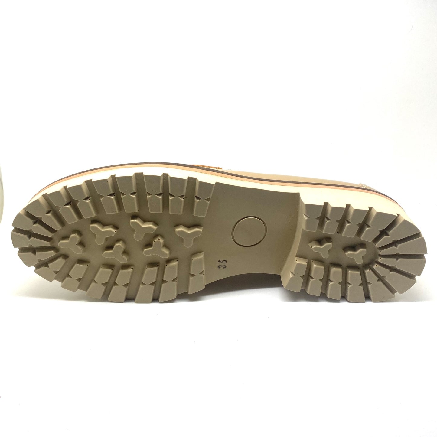 Beberlis moccasin beige en oranje.