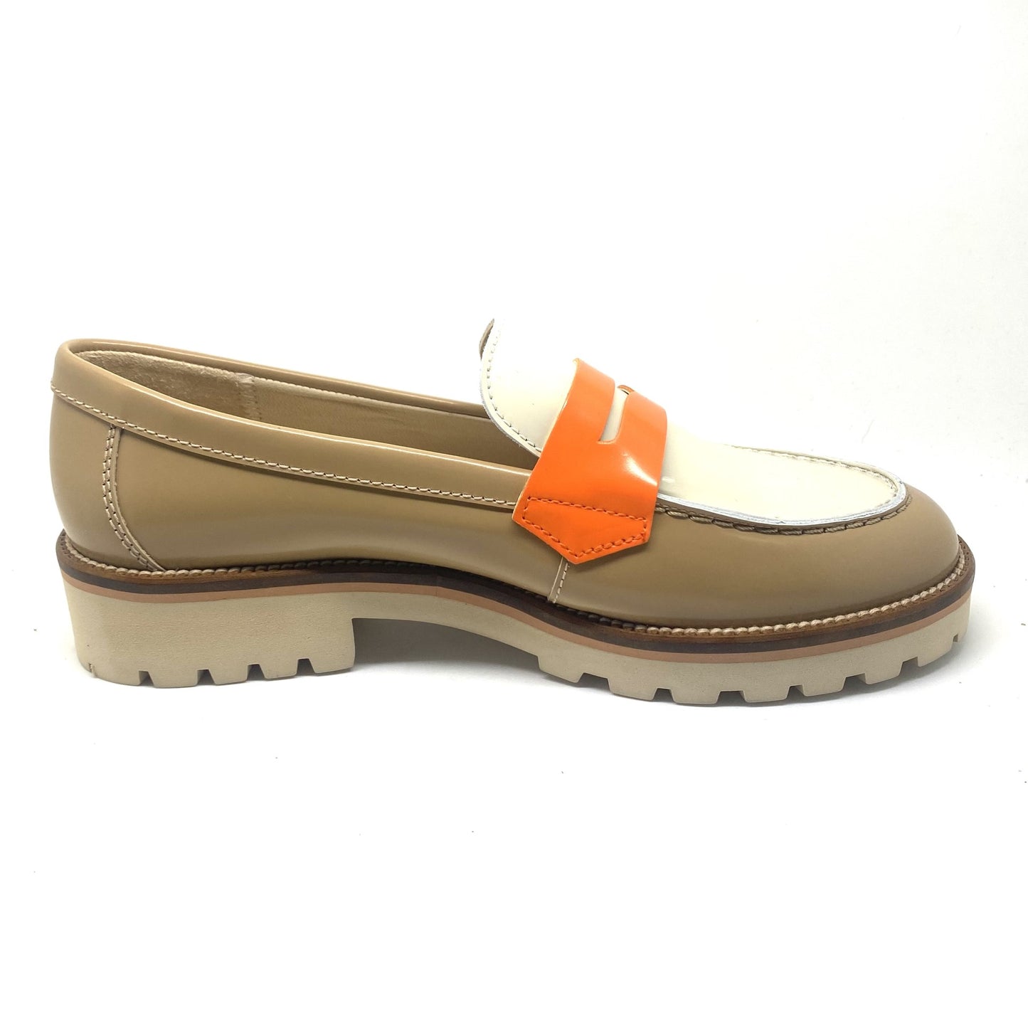 Beberlis moccasin beige en oranje.