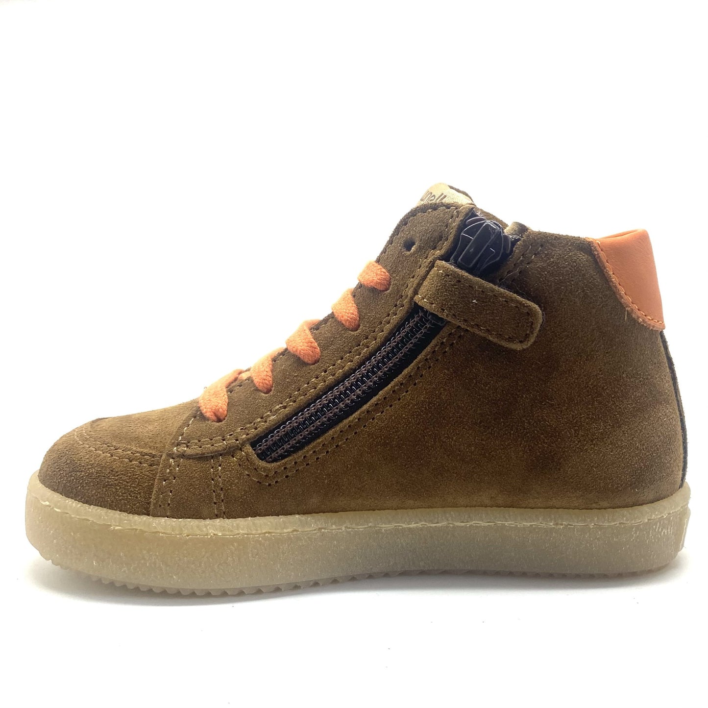 Lunella sneaker bruin met oranje strepen