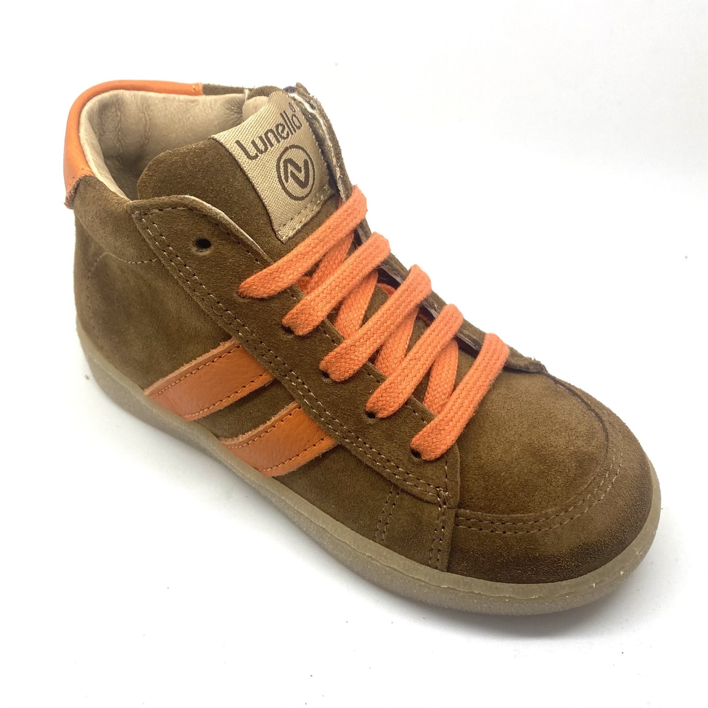 Lunella sneaker bruin met oranje strepen